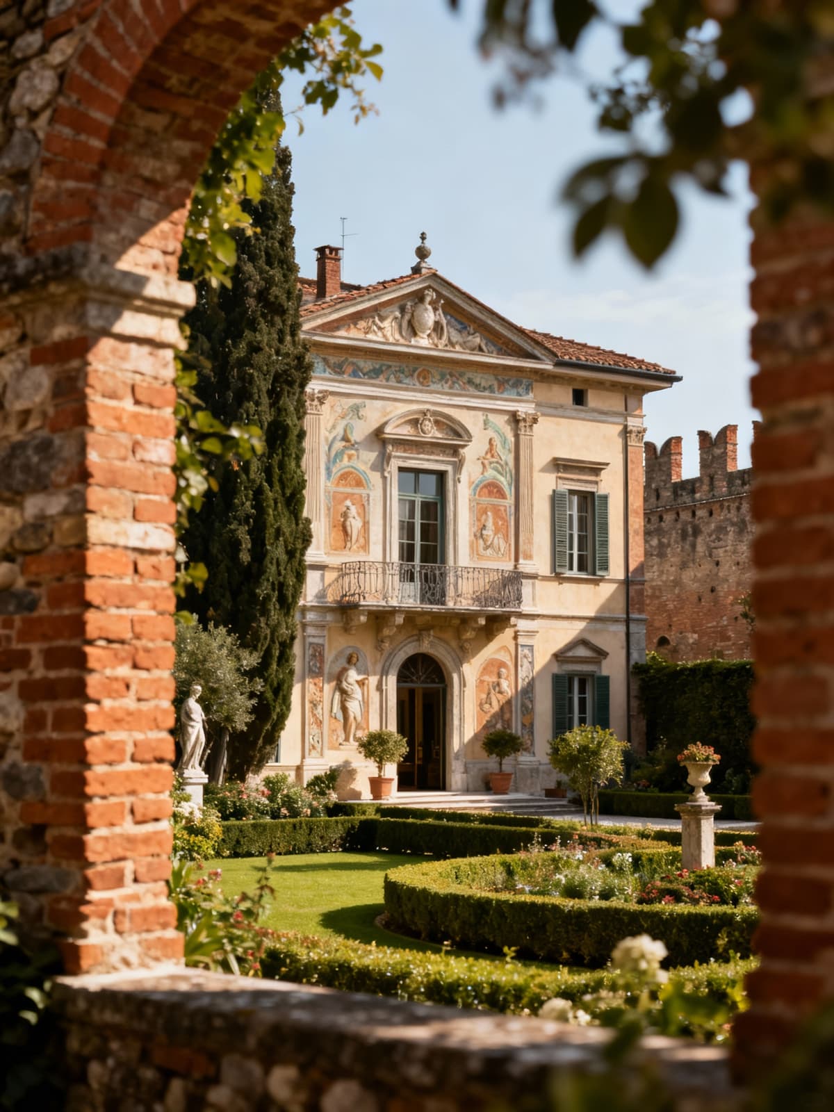Villa storica di lusso a Lucca, tra mura medievali e giardini eleganti, esprime raffinata architettura rinascimentale.