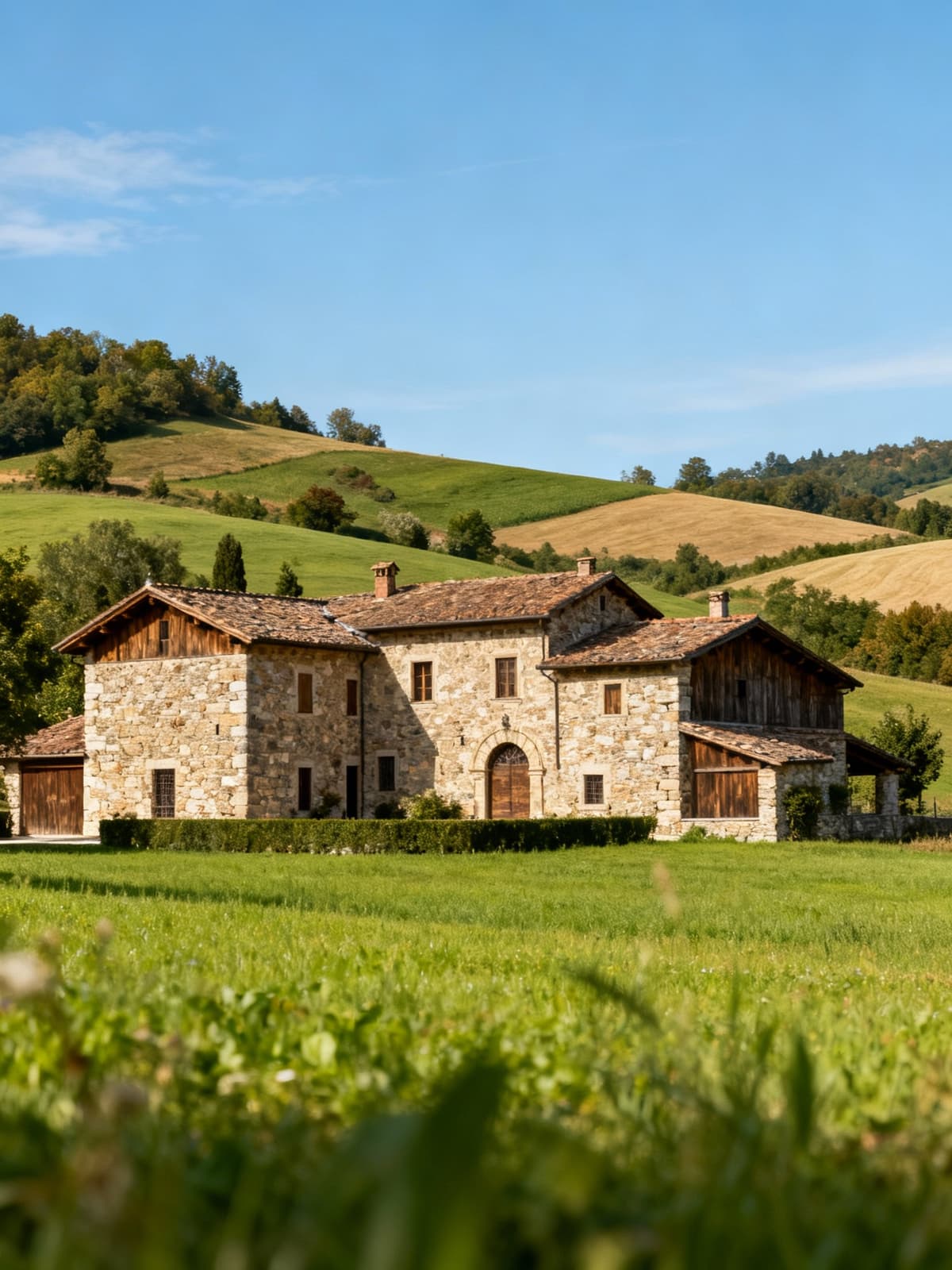 Azienda agricola di prestigio in Piemonte, circondata da colline verdeggianti e architettura storica, opportunità unica nella natura.