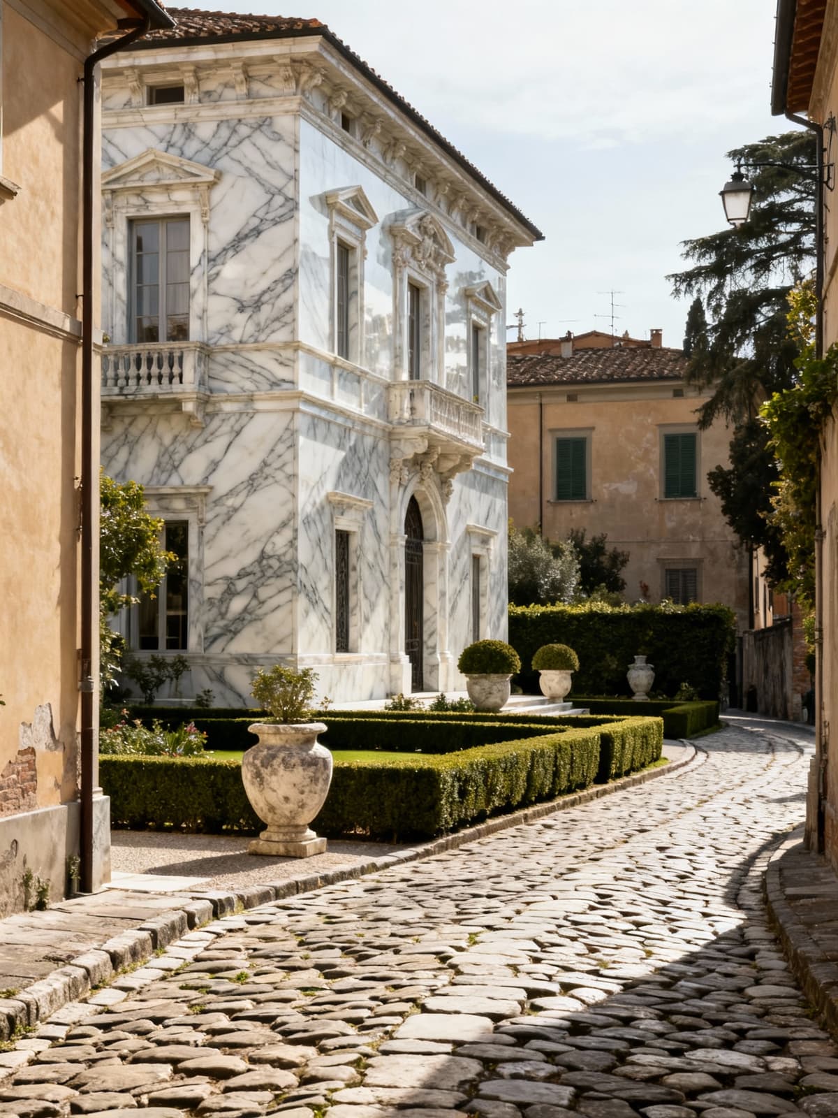 Prestigious villa in historic Pisa, featuring marble facades and elegant private gardens in an exclusive setting.