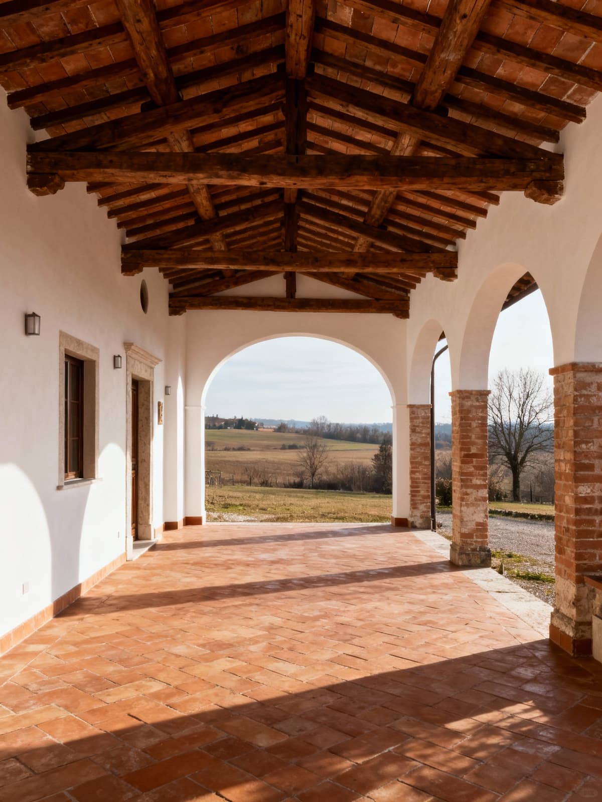 Rustic farms and manors in the Ferrarese countryside showcase luxury amidst historical landscapes, featuring wooden beams and terracotta floors.