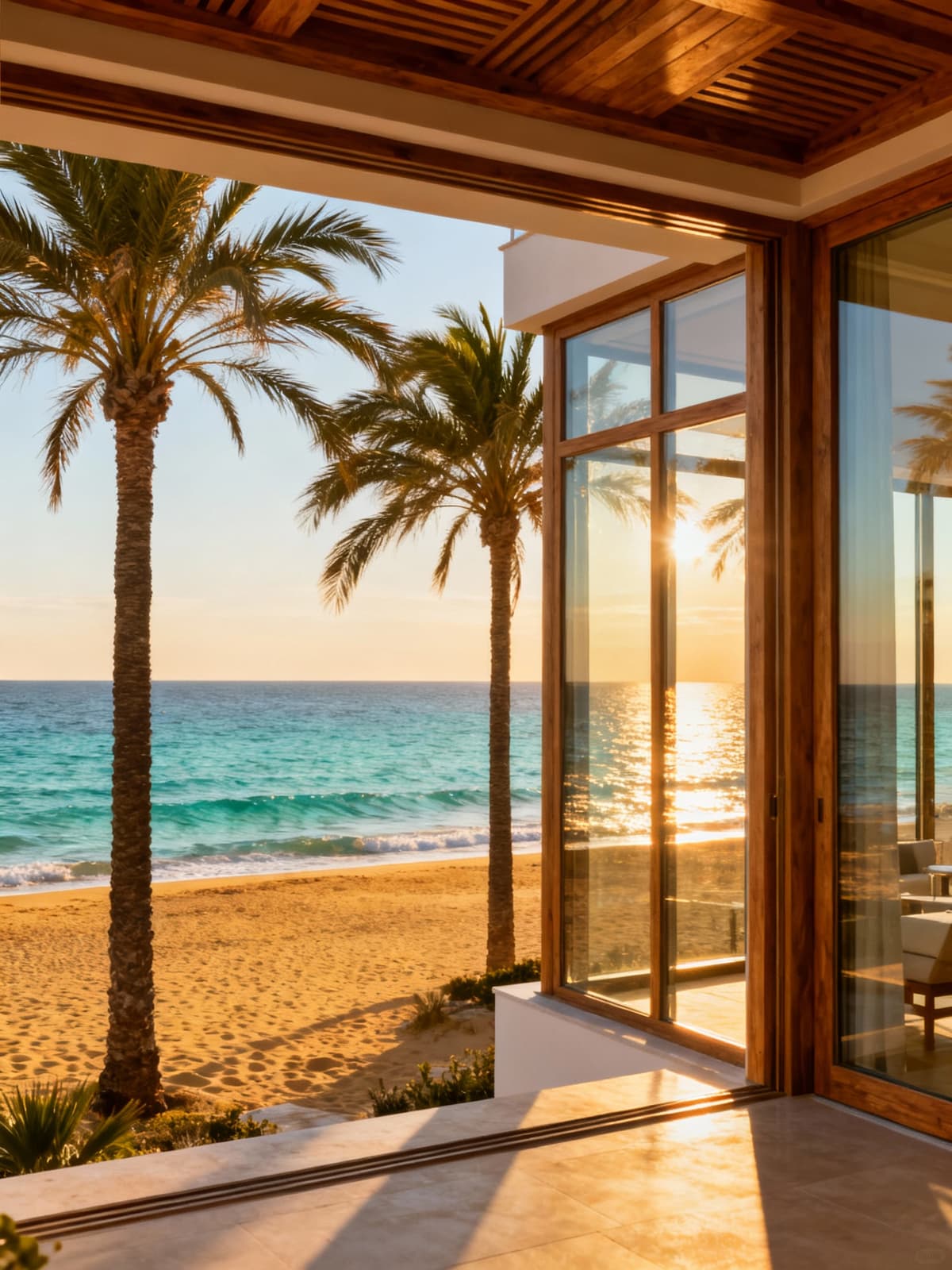 Eleganti hotel affacciati sulla costa maremmana di Grosseto, circondati da mare cristallino e palme, espressione di lusso e tranquillità.