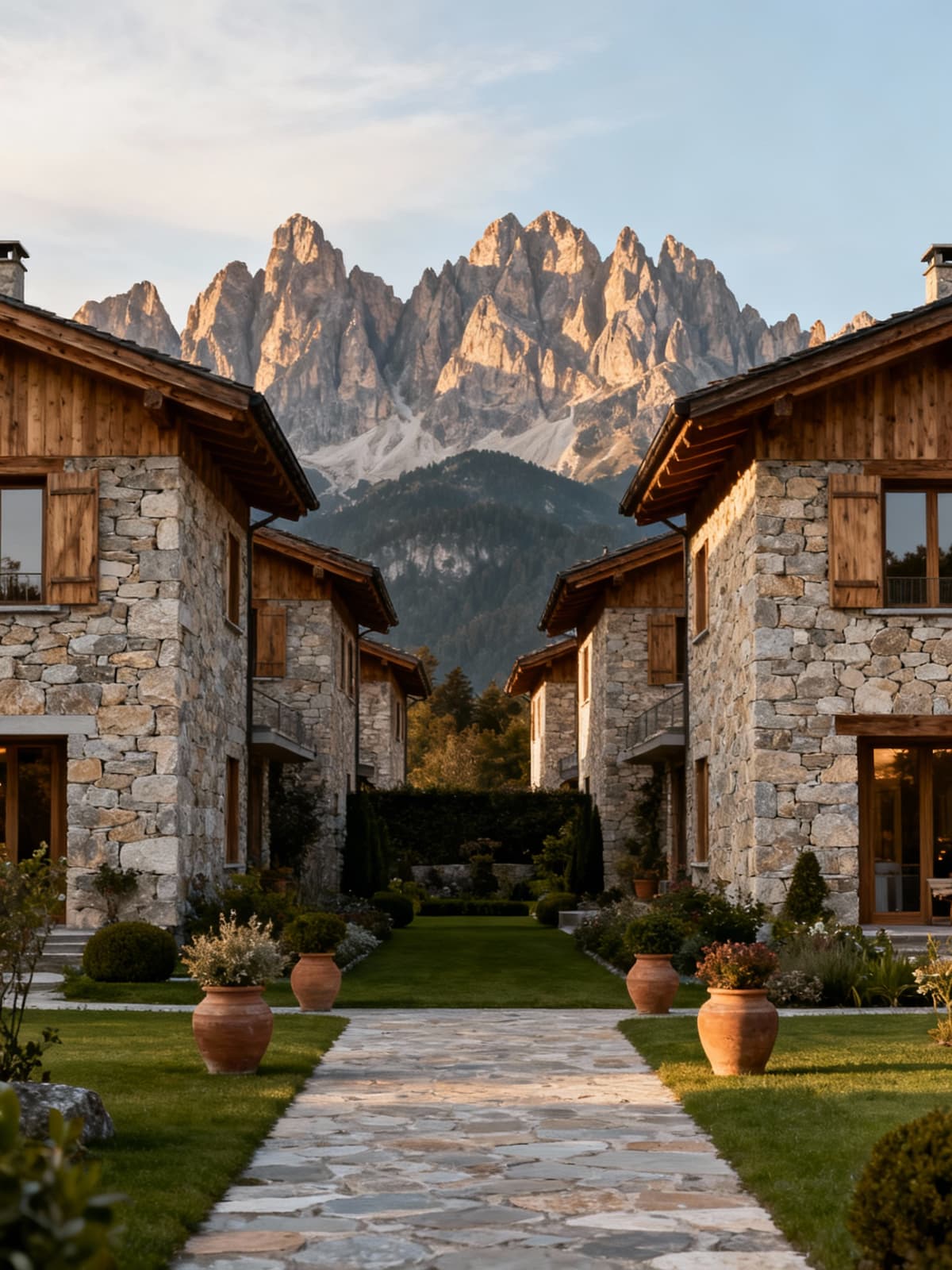 Elegant townhouse nestled in Bolzano, framed by the majestic Dolomites and surrounded by a serene garden.