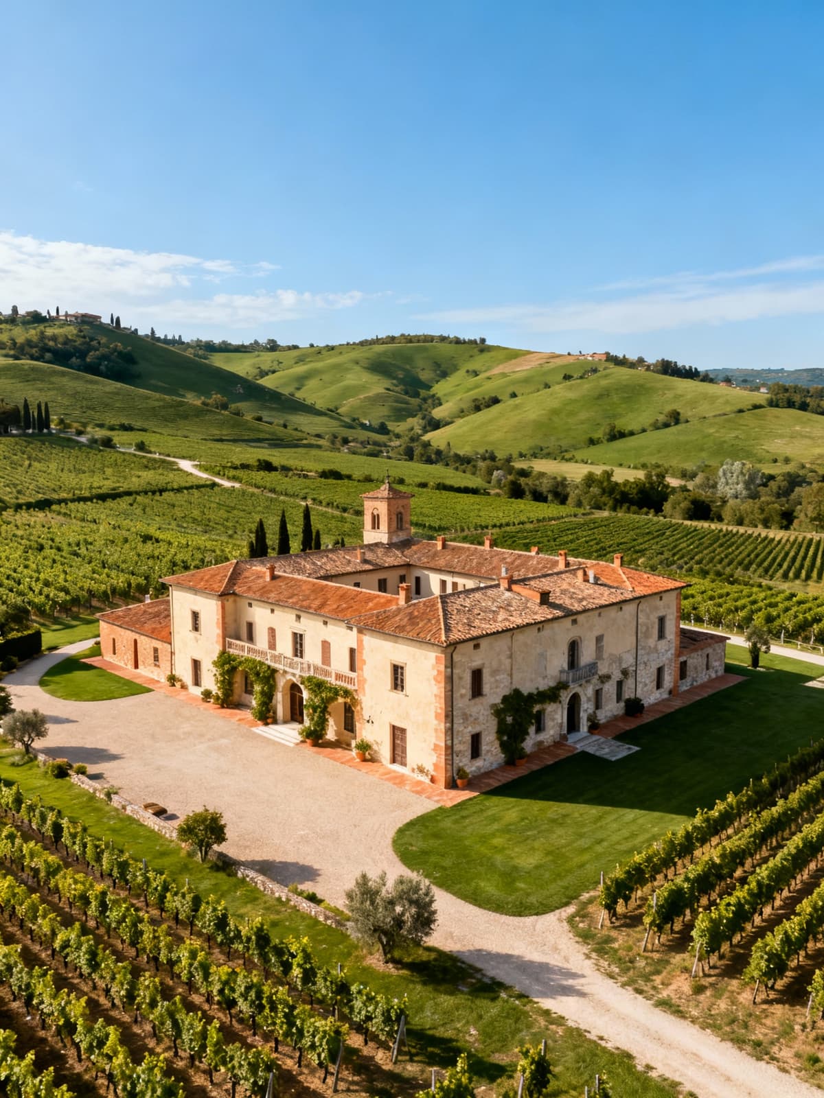 Tenuta di lusso tra le colline marchigiane, circondata da vigneti storici e un'atmosfera di tradizione senza tempo.