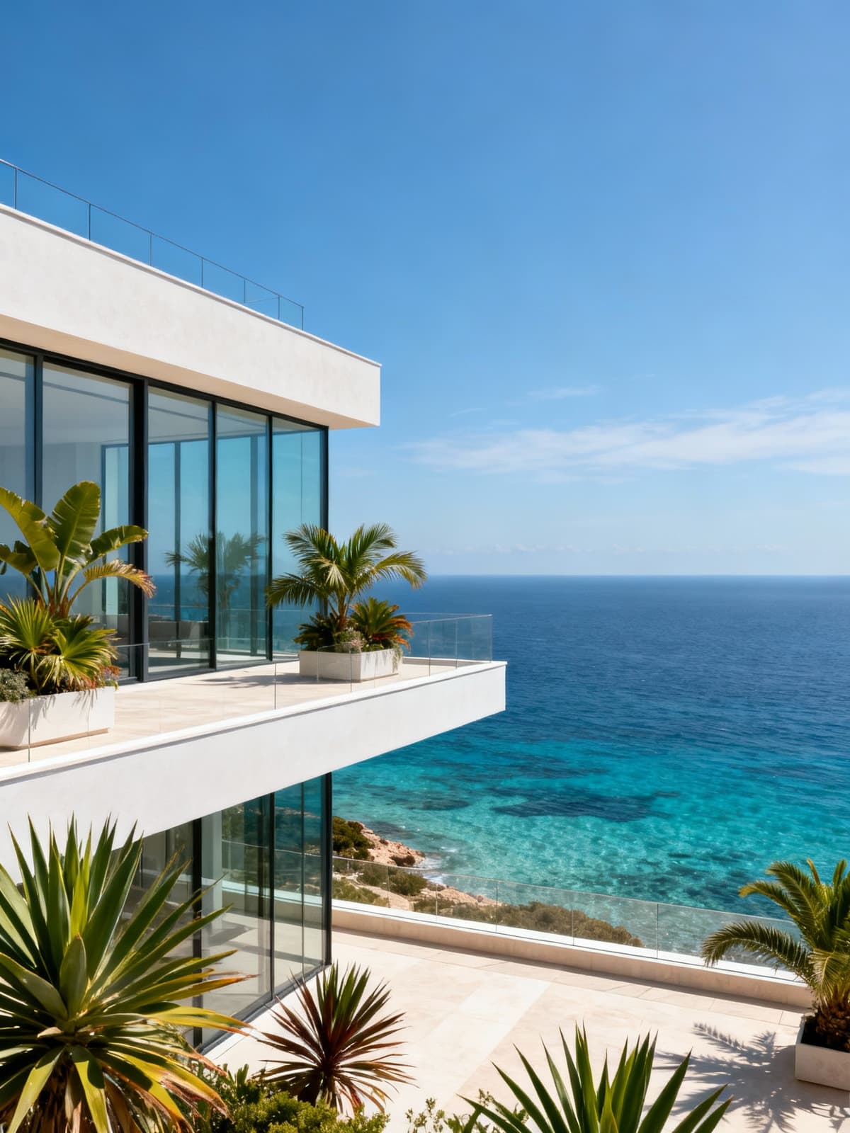 Exclusive penthouses with breathtaking views of the crystal-clear sea, featuring spacious terraces and tropical plants.
