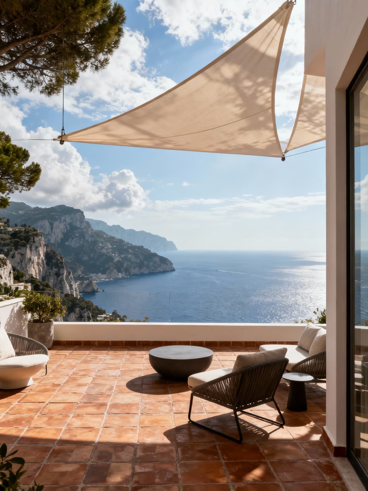 Attici di lusso a Capri con vista spettacolare sul Golfo di Napoli e design elegante, immersi in un'atmosfera esclusiva.