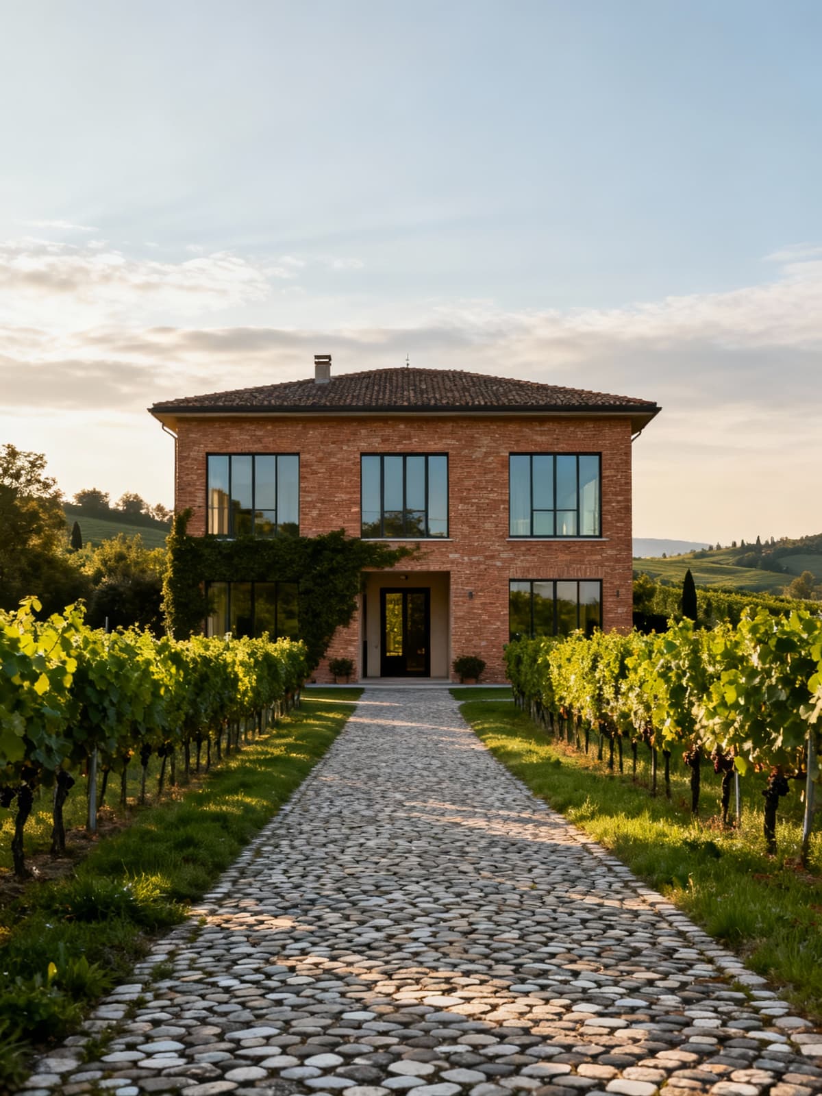 Elegante proprietà immersa nei vigneti del Collio goriziano, circondata da luce naturale e un cielo sereno.