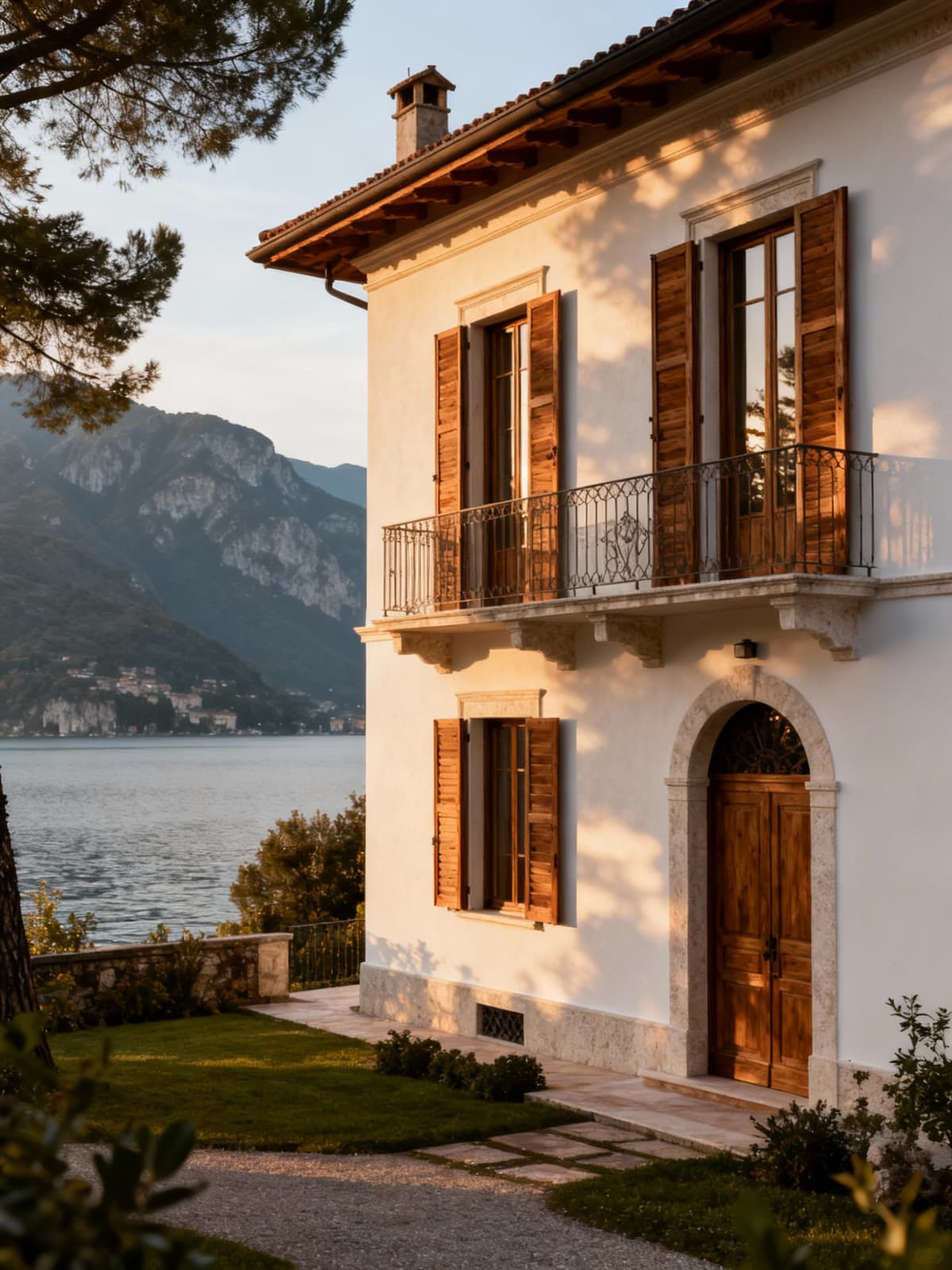 Exclusive villas overlooking the crystal-clear waters of Lake Garda, showcasing elegant architecture amidst breathtaking nature.