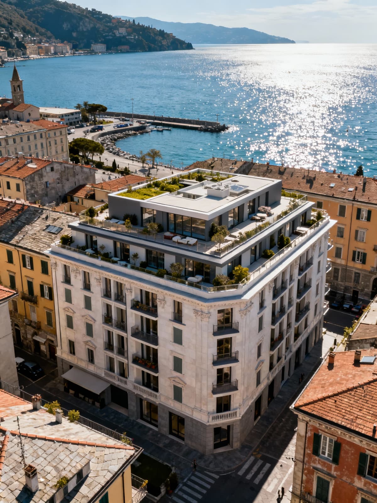 Luxury apartments in historic La Spezia, overlooking the stunning Gulf of Poets, blending modern architecture with timeless charm.