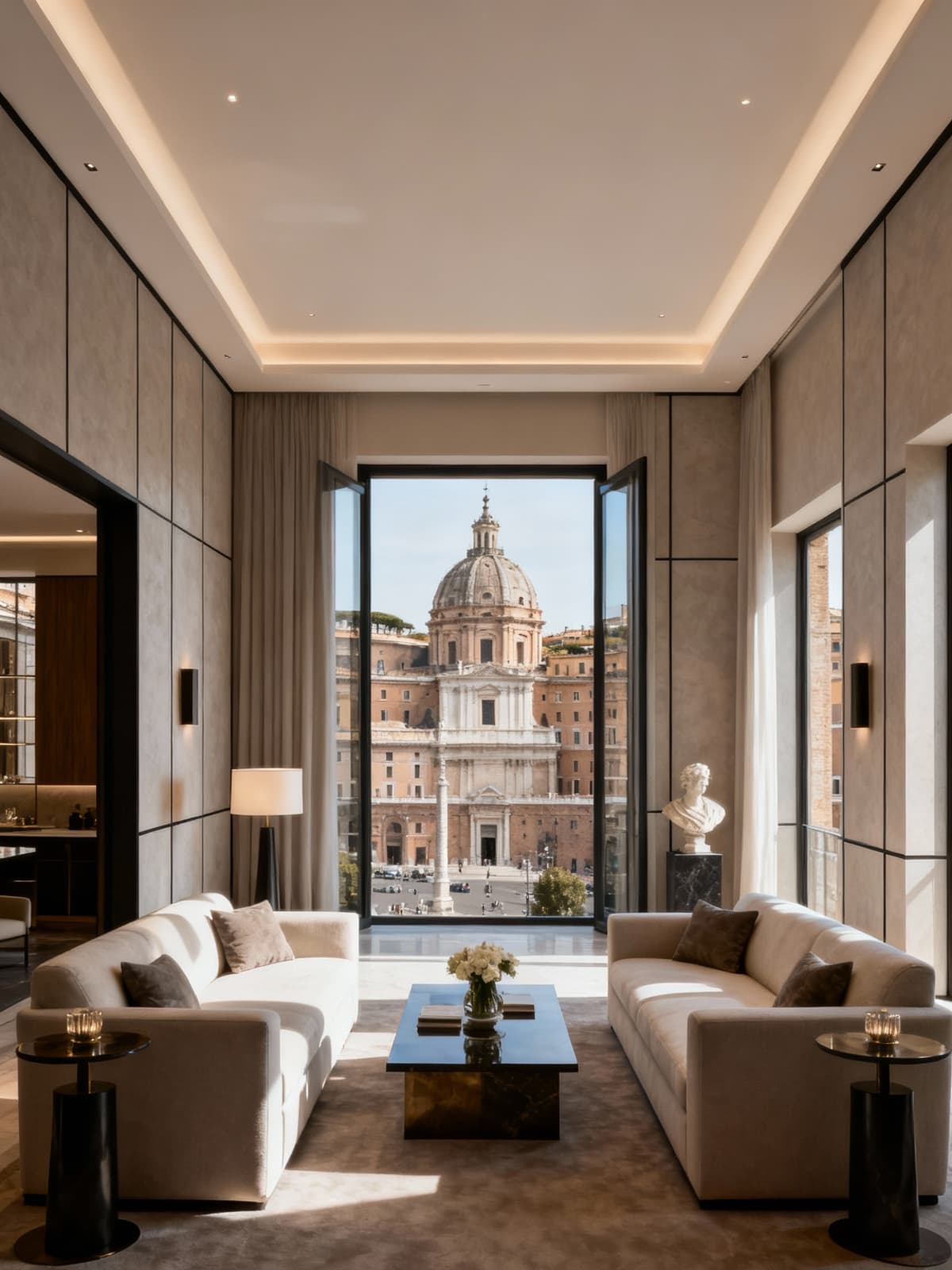 Exclusive penthouses in Rome, blending timeless history with modern elegance, showcasing stunning architectural details.