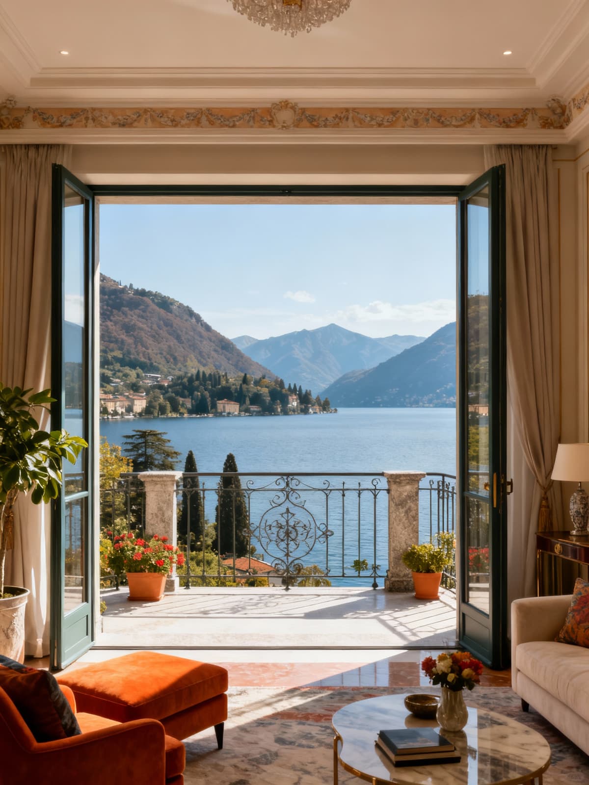 Luxury apartments with stunning views of Lake Maggiore, showcasing refined interiors and elegant design.