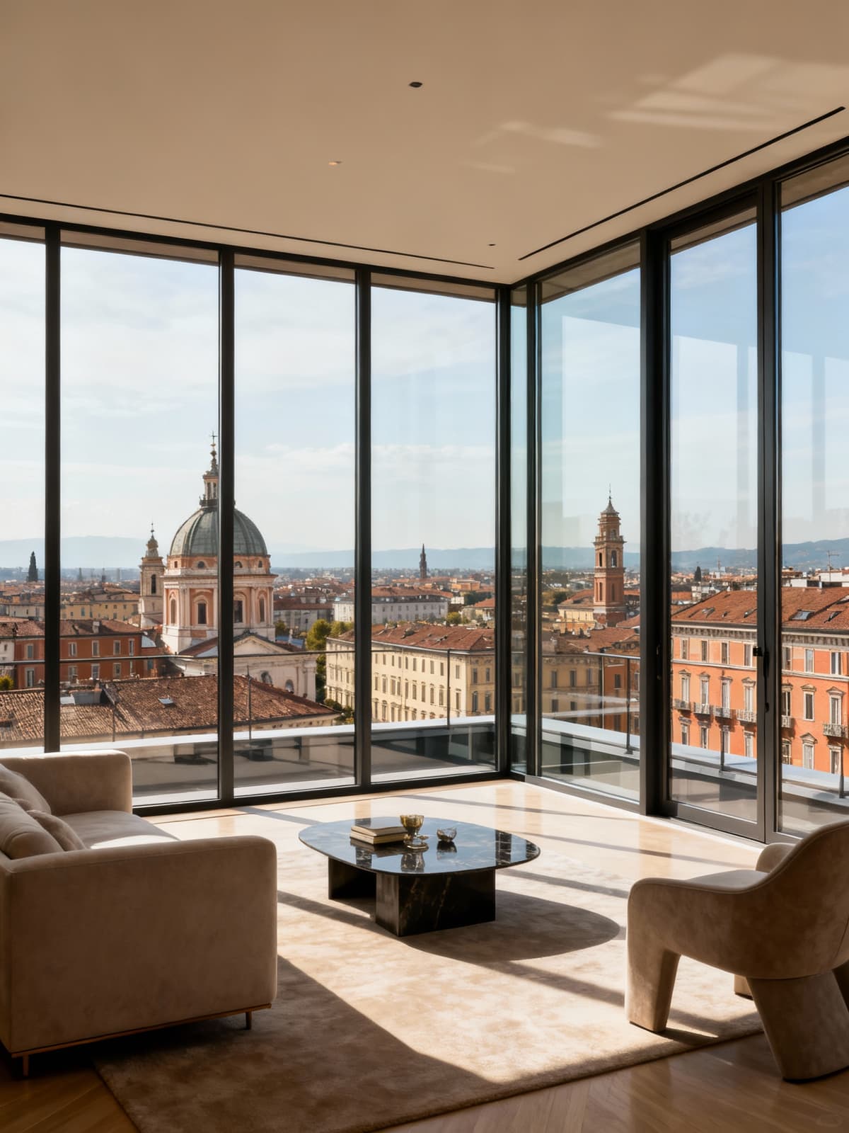 Exclusive penthouses in the heart of Turin, showcasing a blend of historic elegance and urban modernity with panoramic views.