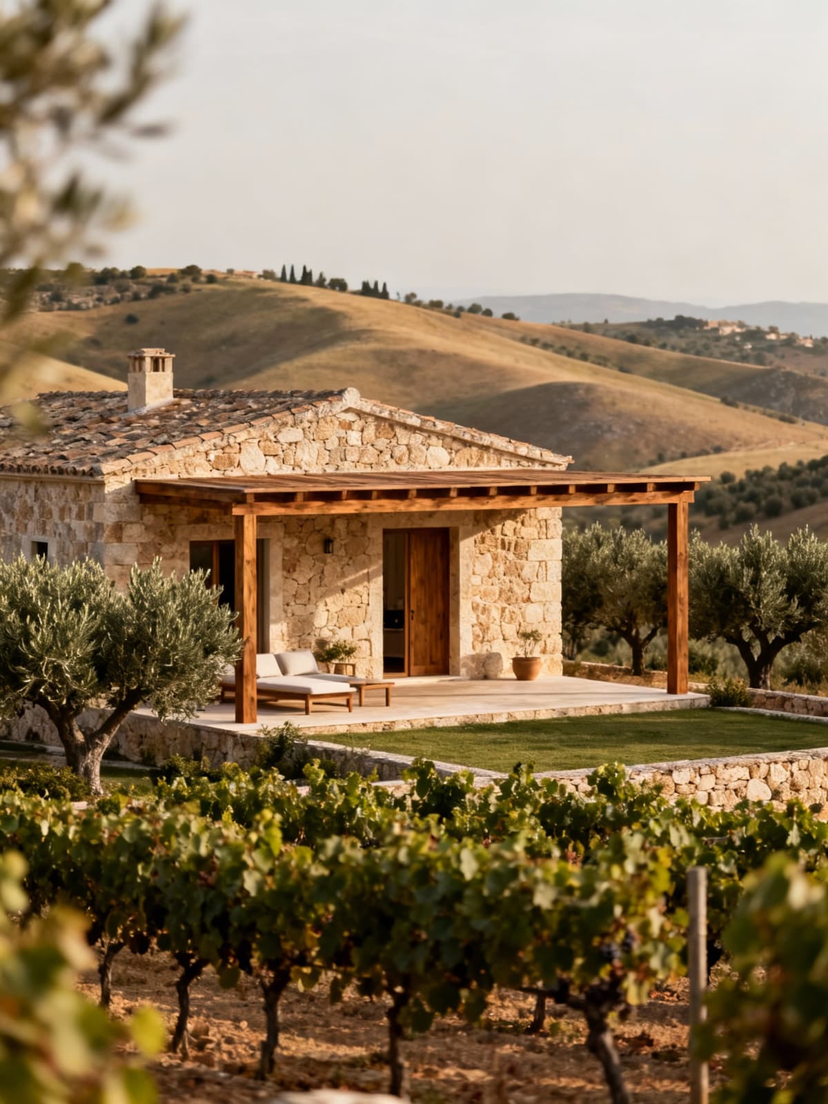 Case in pietra e legno tra le colline ragusane, circondate da vigneti e oliveti, rappresentano la tradizione siciliana.