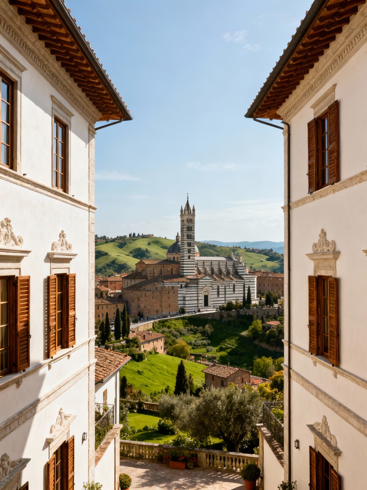 Exclusive penthouses in historic Siena showcase Tuscany's art and culture, featuring light plaster and wood finishes.