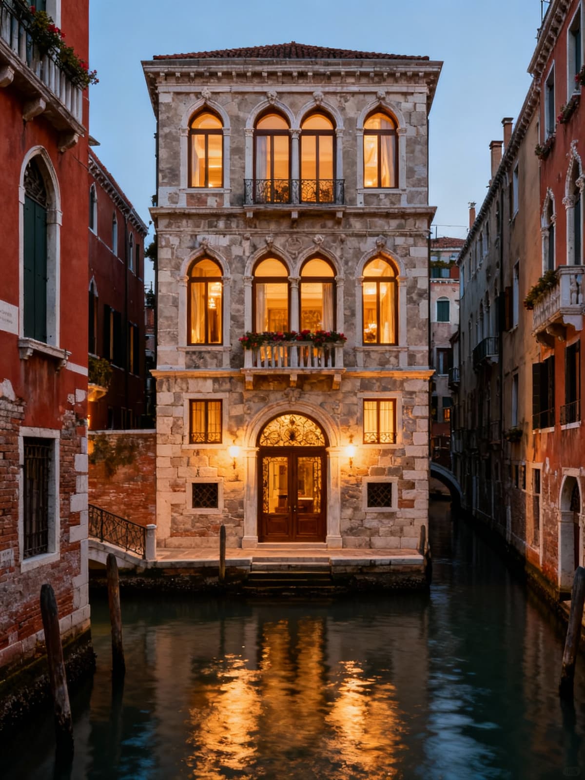 Case indipendenti di lusso nel centro storico di Venezia, con architettura romantica, dettagli in pietra e canali suggestivi.