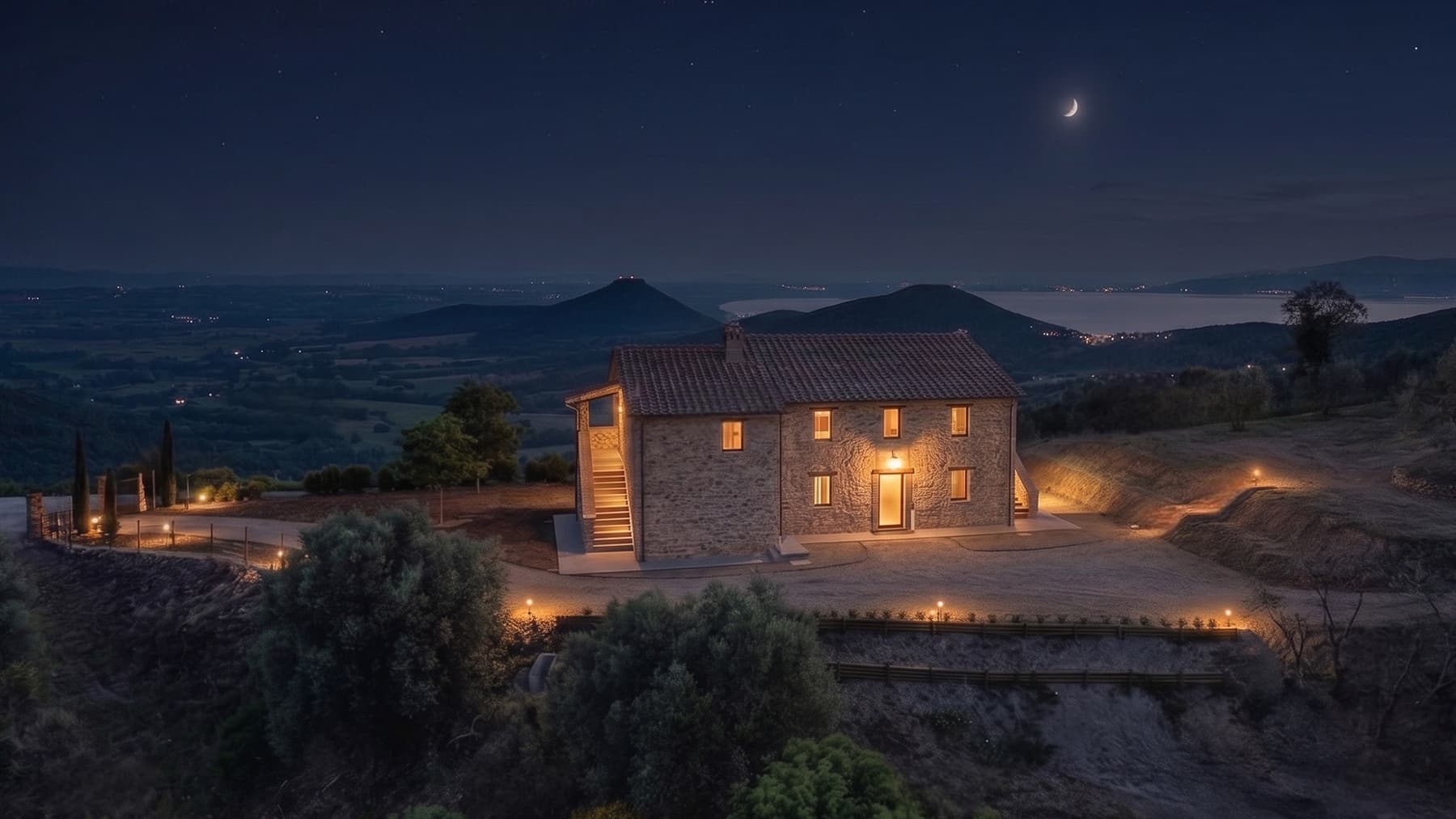Casale panoramico sul Lago Trasimeno, Panicale, Umbria