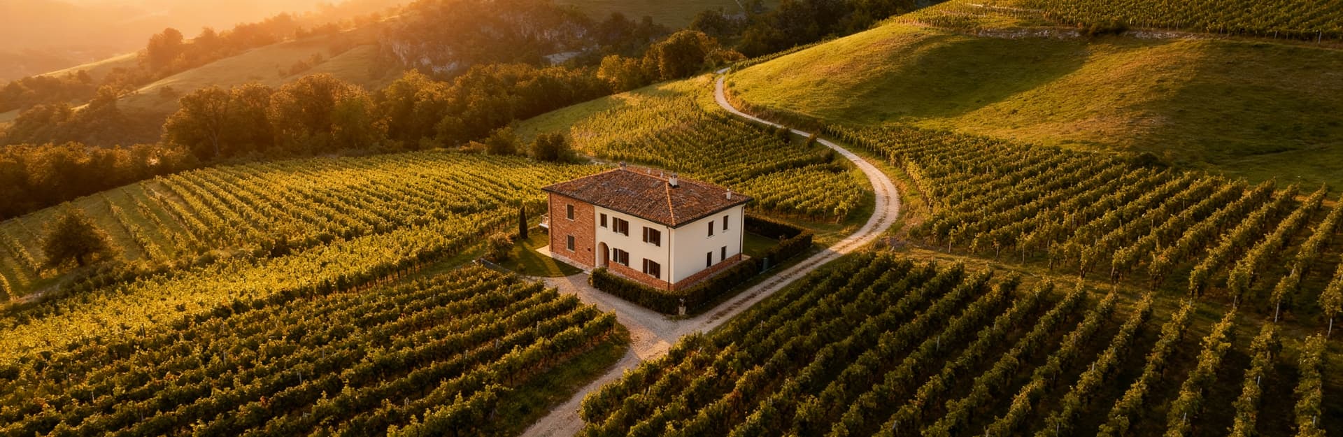 Independent houses for sale in the serene Campagna area of Vicenza, Veneto, surrounded by hills and vineyards.