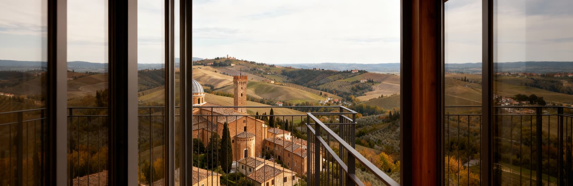 Charming Tuscan farmhouses for sale near Siena, showcasing vast grounds, courtyards, and potential for luxury living or hospitality.