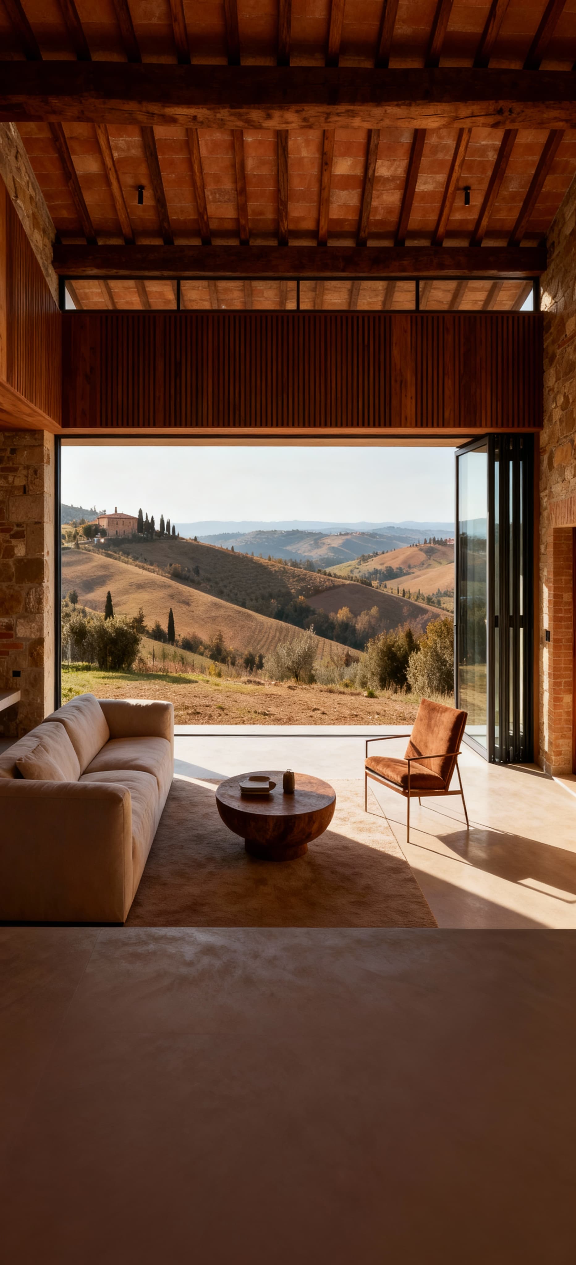Luxury penthouses for sale in the Sienese countryside, featuring stunning Chianti hill views and bright interiors.