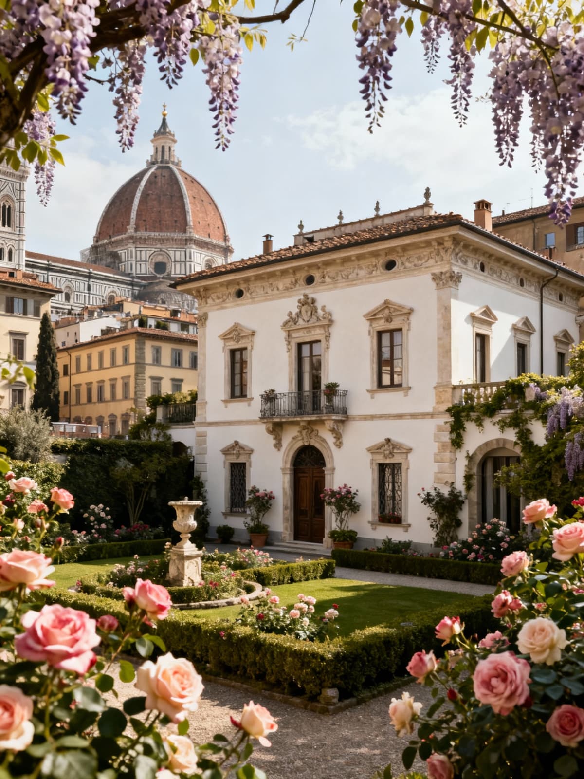 Dimora storica nel centro di Firenze, con architettura raffinata e giardini fioriti, ideale per vivere la cultura rinascimentale.