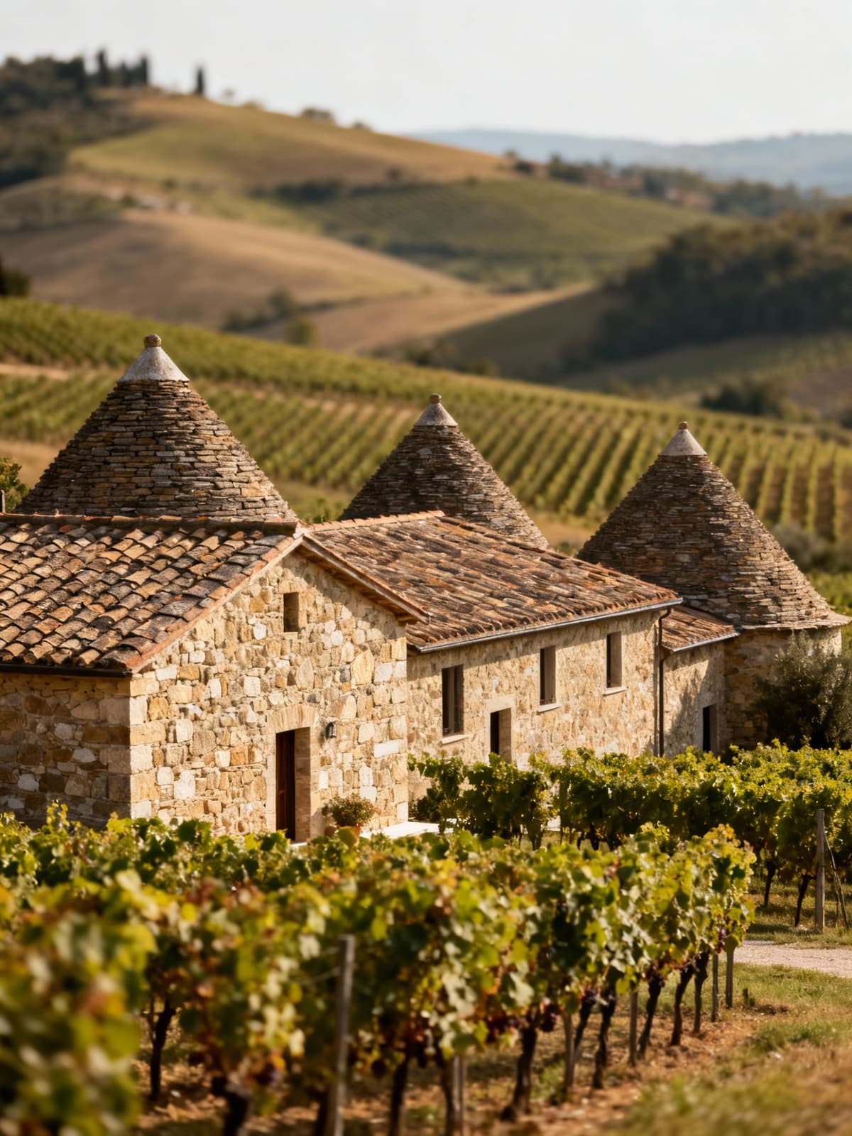 Rustici di charme nella campagna lucchese, circondati da colline e vigneti, rappresentano la bellezza della Toscana.